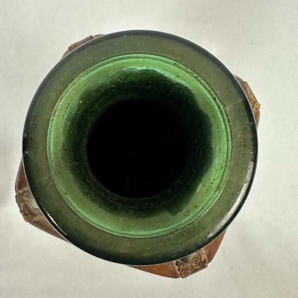 Vintage Leather Wrapped Decanter Wooden Stopper & Embossed Design A Menini Italy - Picture 8 of 9